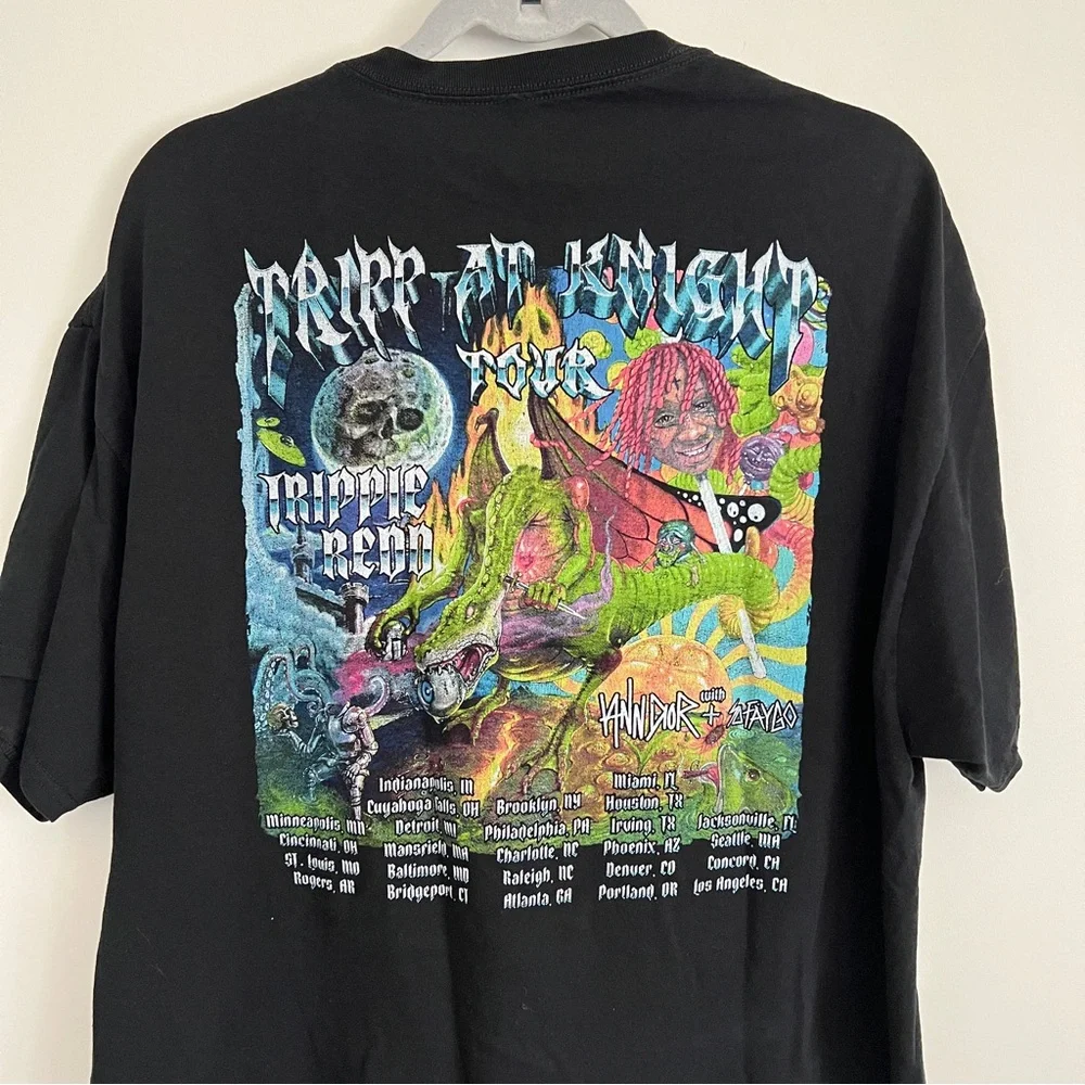 Trippie Redd Trip At Knight Tour 2021 Black Graphic T Shirt 2 Sided Men’s Tee - Picture 9 of 10